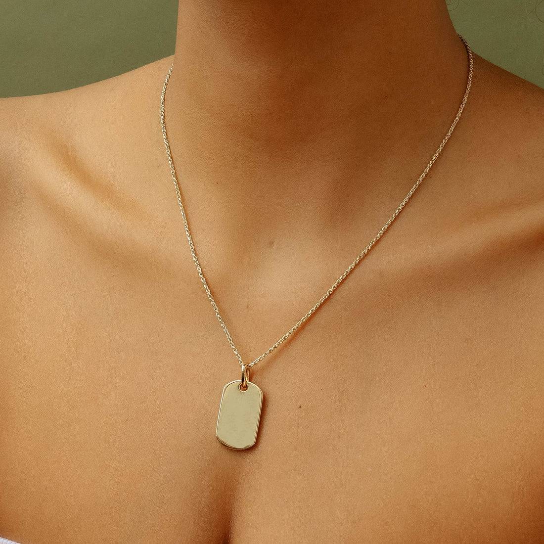 Sleek Rectangular-Shaped Tag Pendant - Custom Engraved Metal Pendant for Personalization