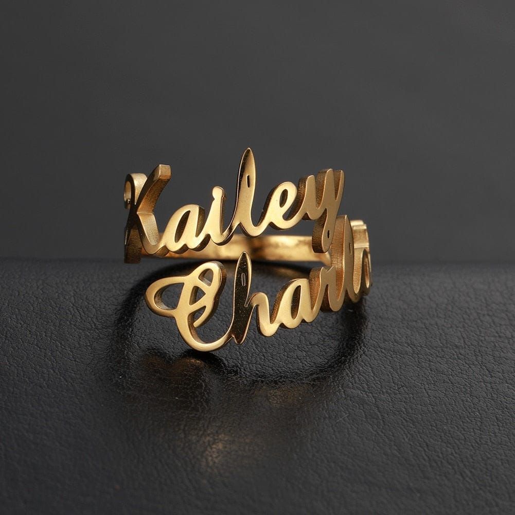 Personalized Two Name Ring – Custom Engraved Couple Jewelry