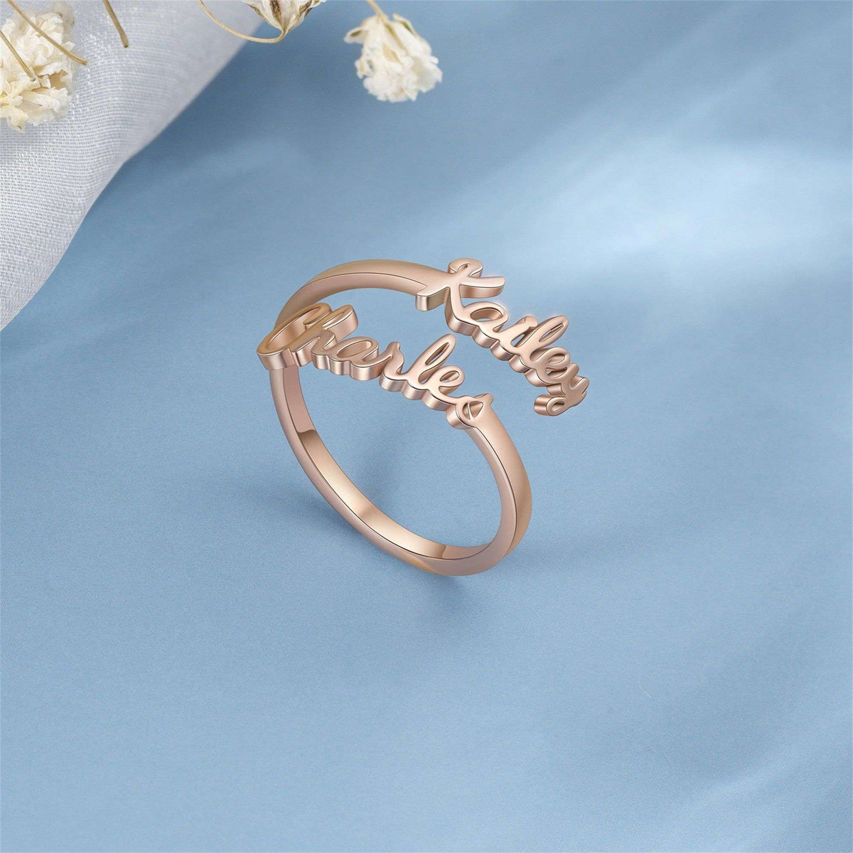 Personalized Two Name Ring – Custom Engraved Couple Jewelry