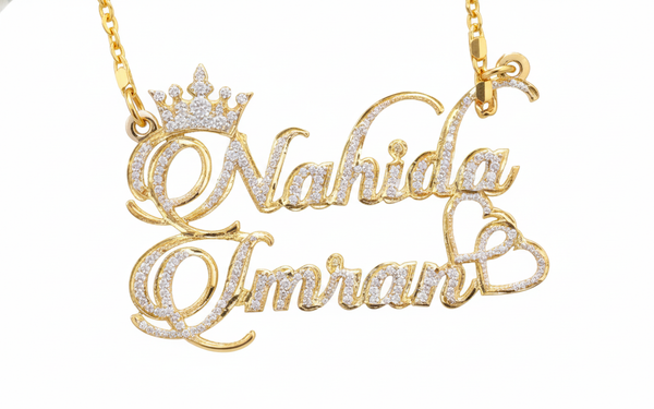 The Royal Union Double Name Crown Necklace – A Majestic Symbol of Love - KraftedKey