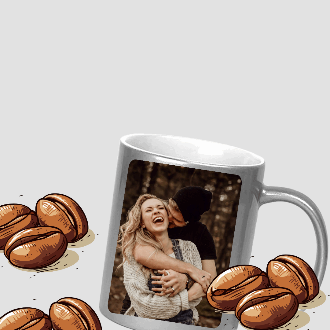 Customized Silver Mug - 320ml Premium Ceramic Mug with Personalization and Sleek Metallic Finish