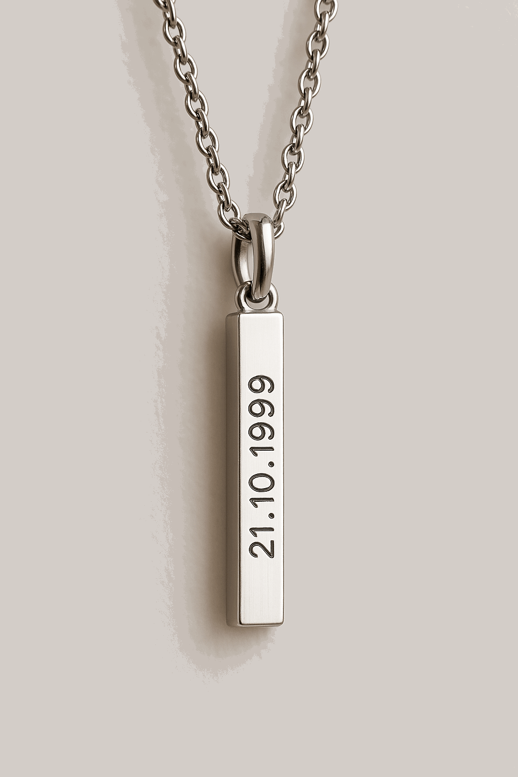 Vertical Bar Birthdate Necklace - Custom Engraved Anniversary Pendant