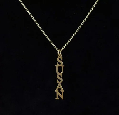 Vertical Line Name Pendant - Personalized Vertical Name Pendant for Engraved Jewelry