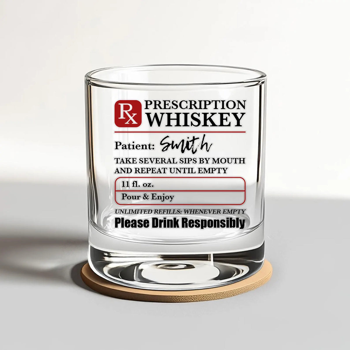 Custom Whiskey Glass – 300ml Personalized Lead-Free Glass Tumbler
