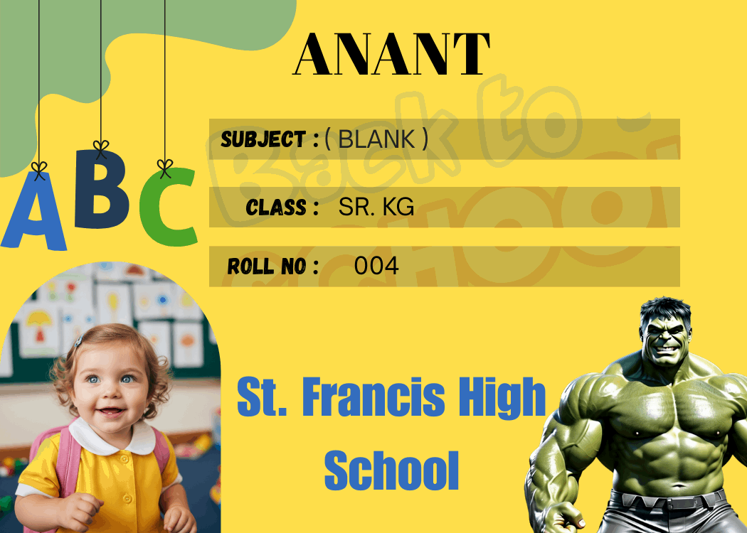 Customized Kid Name Slip with Hulk – Personalized Waterproof School Labels