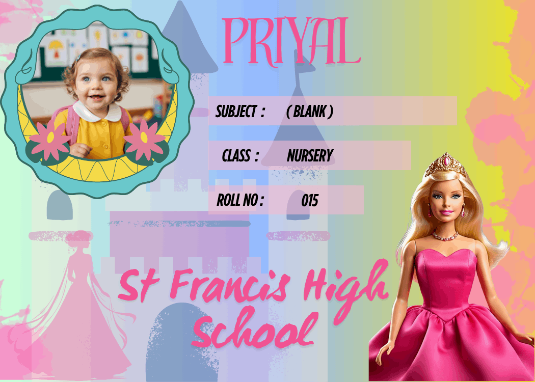 Customized Kid Name Slip with Barbie – Personalized Waterproof School Labels