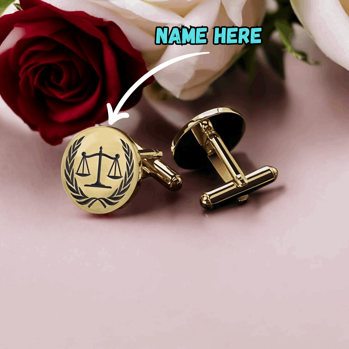 Custom Engraved Lawyer Cufflinks - Personalized Metal Design for the Perfect Gift
