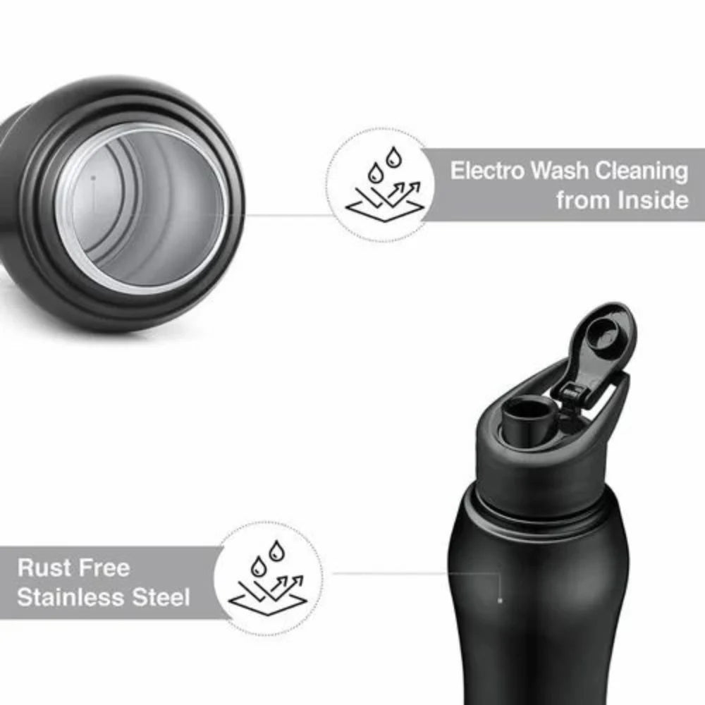 Premium 800 ml Black Stainless Steel Bottle - Insulated and Custom Printed