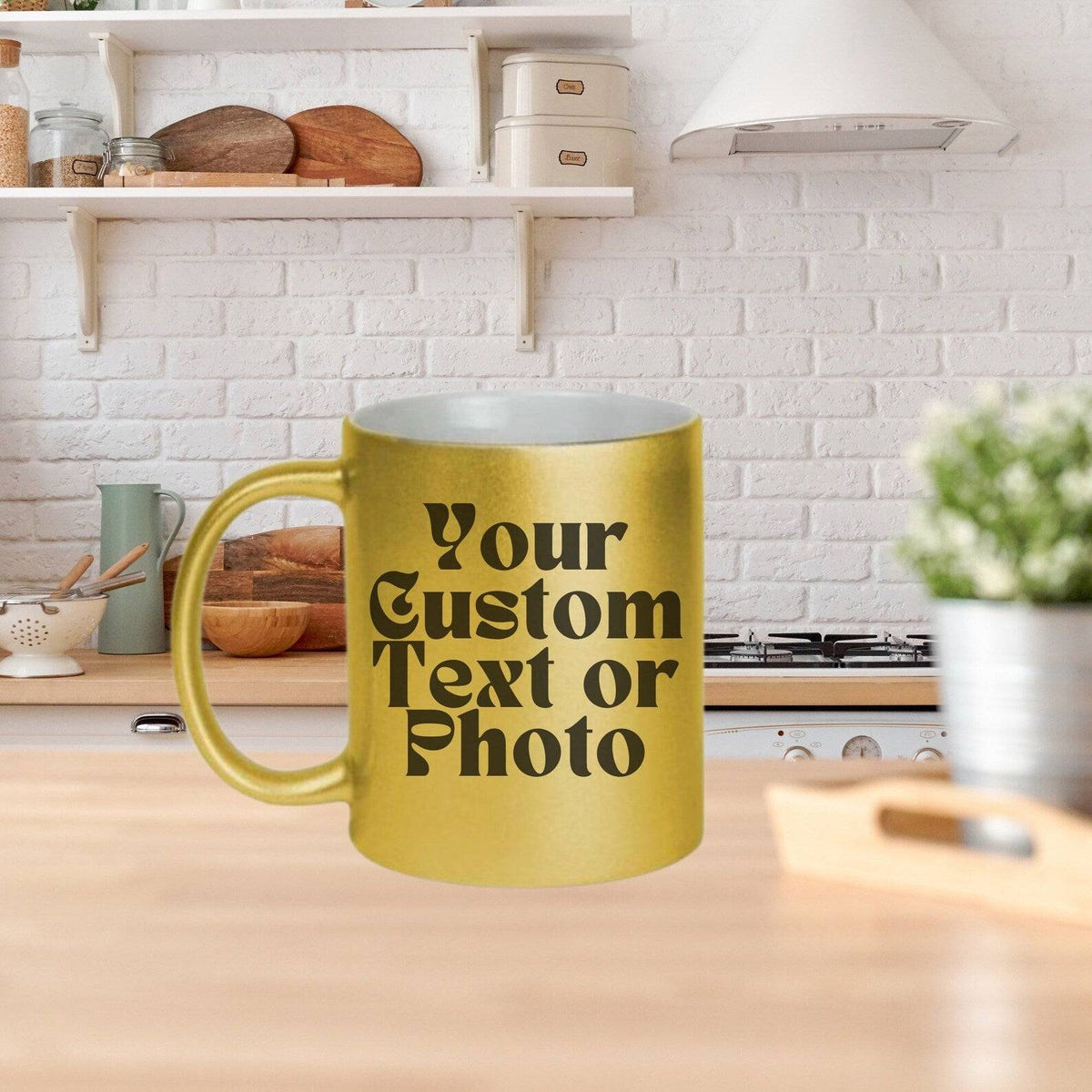 Customized Golden Mug - 320ml Premium Ceramic Mug with Metallic Finish for Personalized Gifts