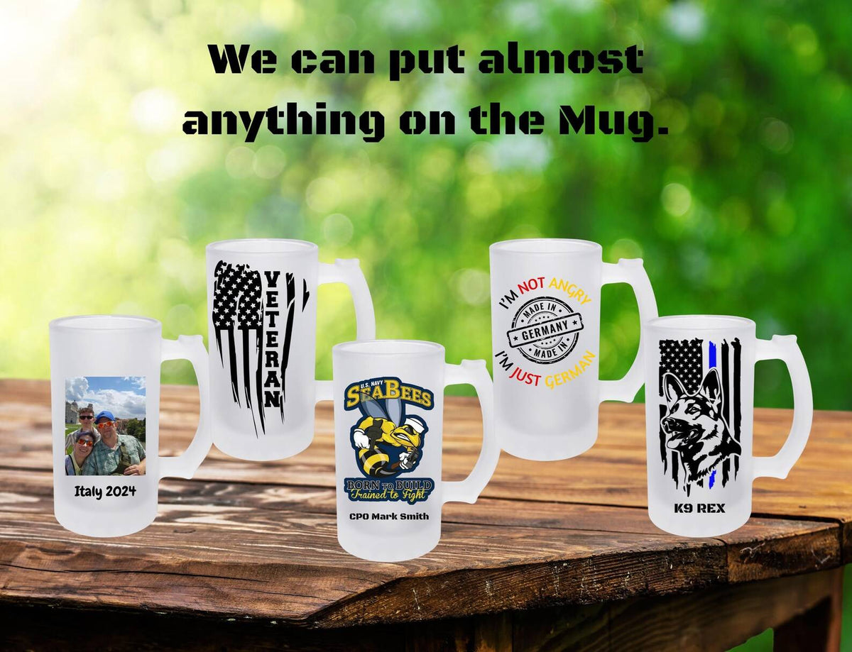 Customized Frosted Glass Mug – 480ml Personalized Beer & Beverage Mug for Unique Gifting
