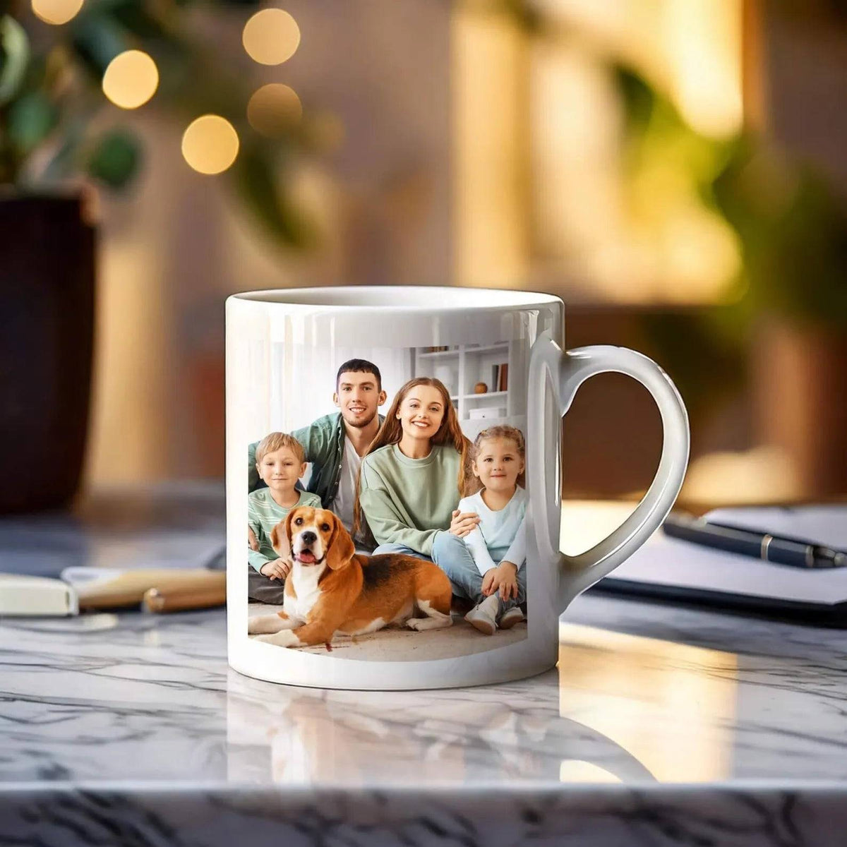 Personalized White Mug with Photo & Message - Custom 320ml Ceramic Gift